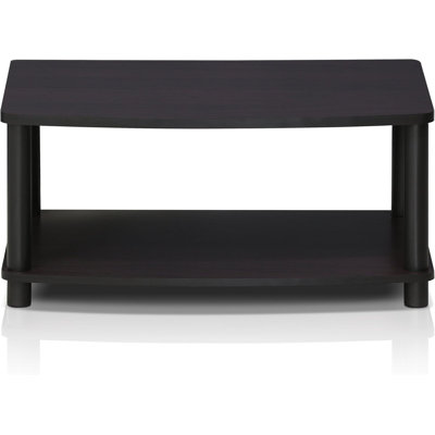  2 Tier Elevated TV Stand Modern Dark Walnut