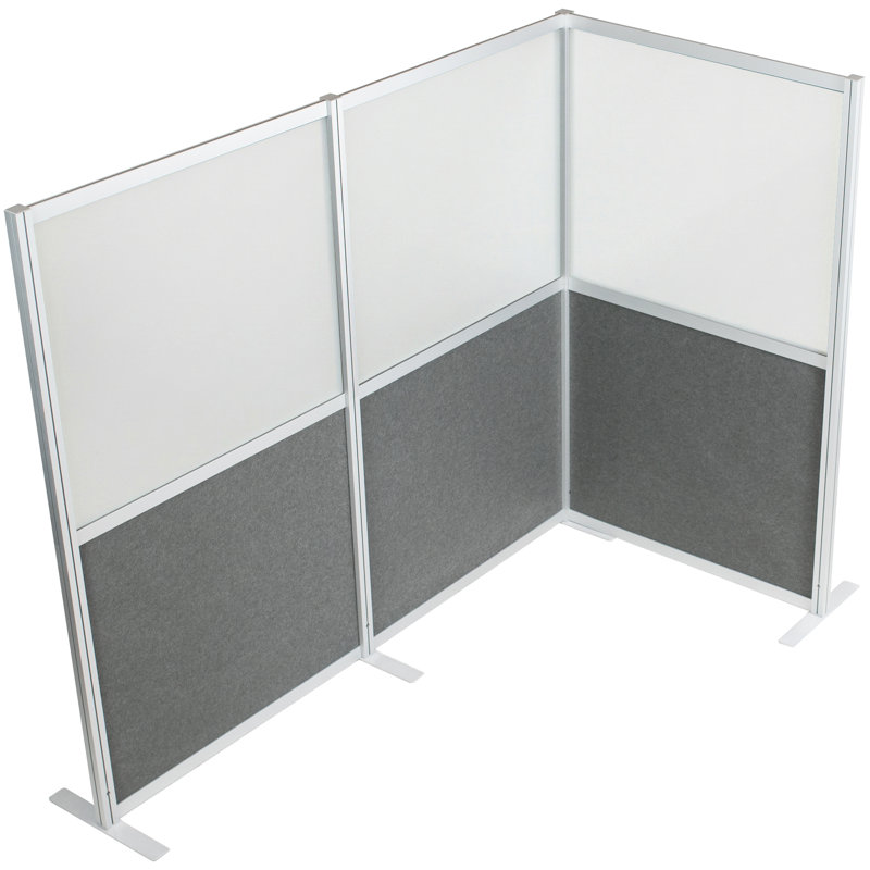 Système mural modulaire en forme de L VIVO, 3 panneaux PET / acrylique, cloisons de bureau