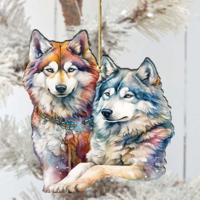 Mysterious Wolves Wooden Ornament by G. DeBrekht