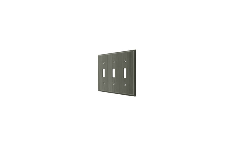 92FDABC8CE824A2E9E35E1E8A7EAA281 Plaque d'interrupteur, triple standard en nickel antique, Antique Nickel