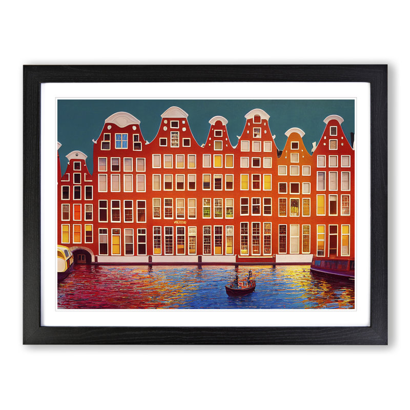 Amsterdam Canal - Framed Print, Black Framed, 25cm H x 34cm W