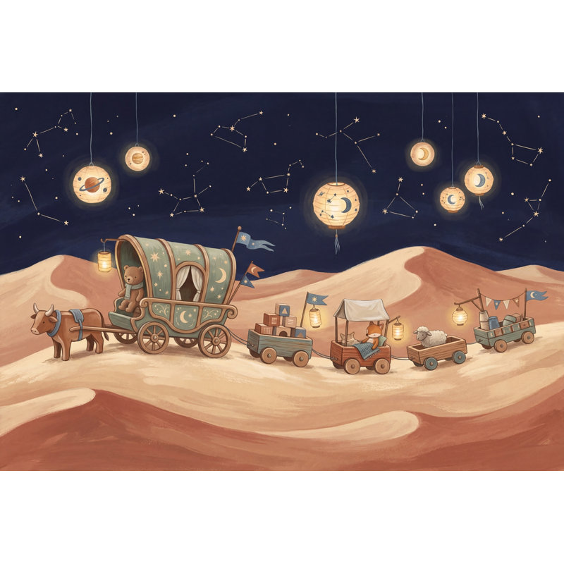 Décoration murale amovible de la caravane fantaisiste Dark Dunes, Non tissé, 160 po x 108 po