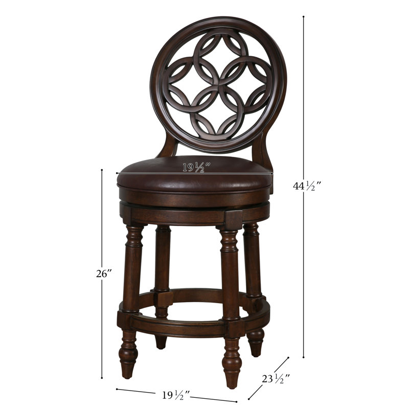 L 23,5 po x l 19,5 po x H 44,5 po, bois / tissu, 1 pièce, tabouret de bar, noyer, siège pivotant, Walnut