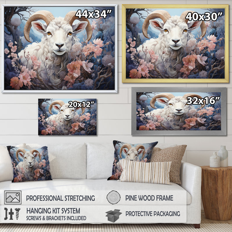 Blanc, mouton blanc, paysages de rêve éthérés, H 16 po x l 32 po x P 1 po, Toile tendue