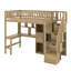 Lit mezzanine simple avec bureau, DEL, tablettes de rangement, armoires et escalier-906605629