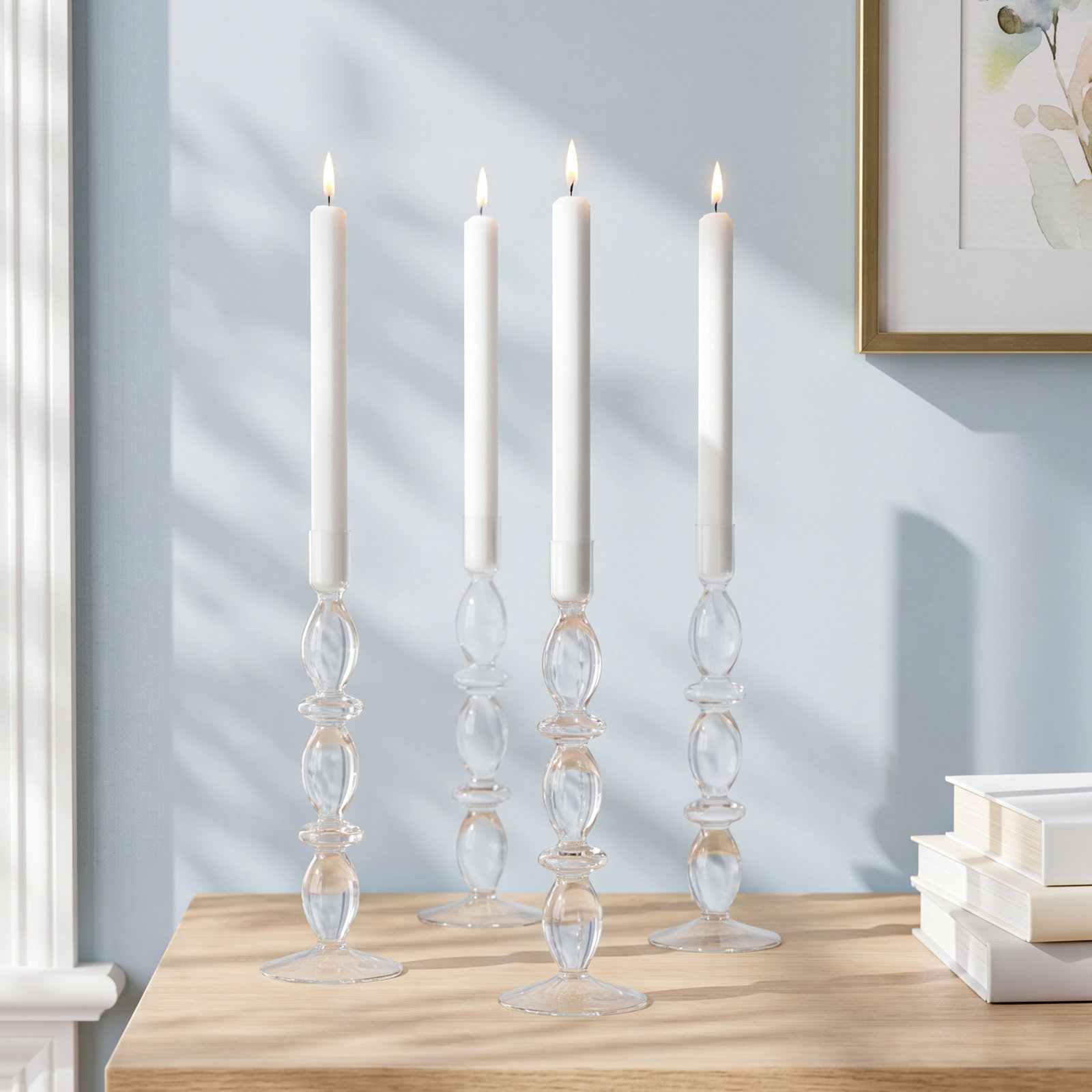 Adrienna 4-Piece Glass Candlestick Set