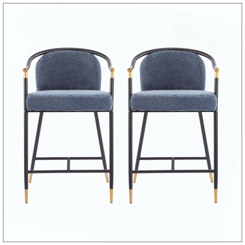 Ensemble de tabourets de comptoir rembourrés avec structure en métal, idéal pour un usage quotidien à la maison, Gris