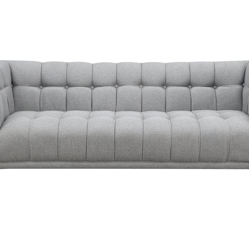 Modern Mid-Century Button Tufted Upholstered Sofa, Gray , 64" L x 33.5" D x 33" H
