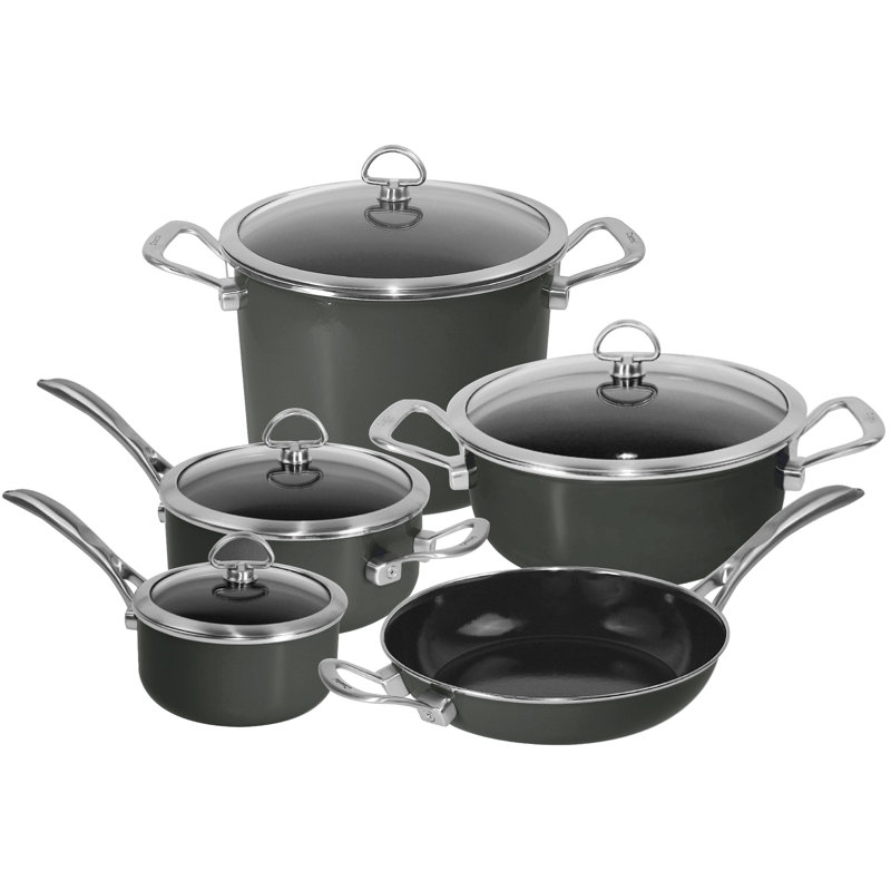 Copper Fusion Copper 9-Piece Cookware Set, Onyx