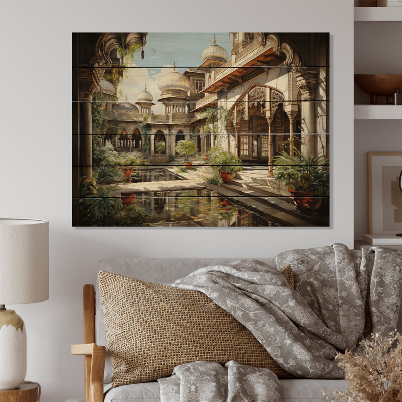 «Indian Art Palace Splendor» sur impression sur bois, H 30 po x l 40 po x P 0,78 po
