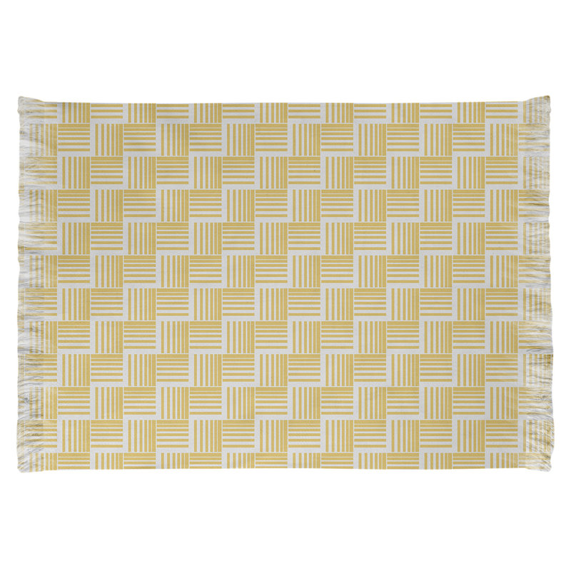 Tapis jaune basketweave rayures classic area, Non