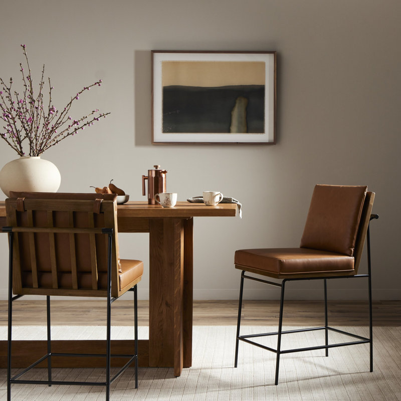 Crete Upholstered Bar Stool with Metal Frame, Butterscotch Sierra, Counter Stool (26" Seat Height)