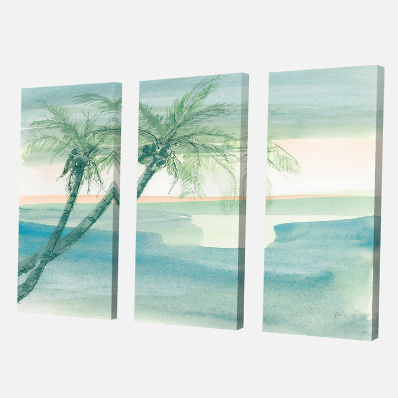 « pacifique crépuscule i tropical », reproduction d’image multi-pièces sur toile, H 32 po x l 48 po x P 1 po