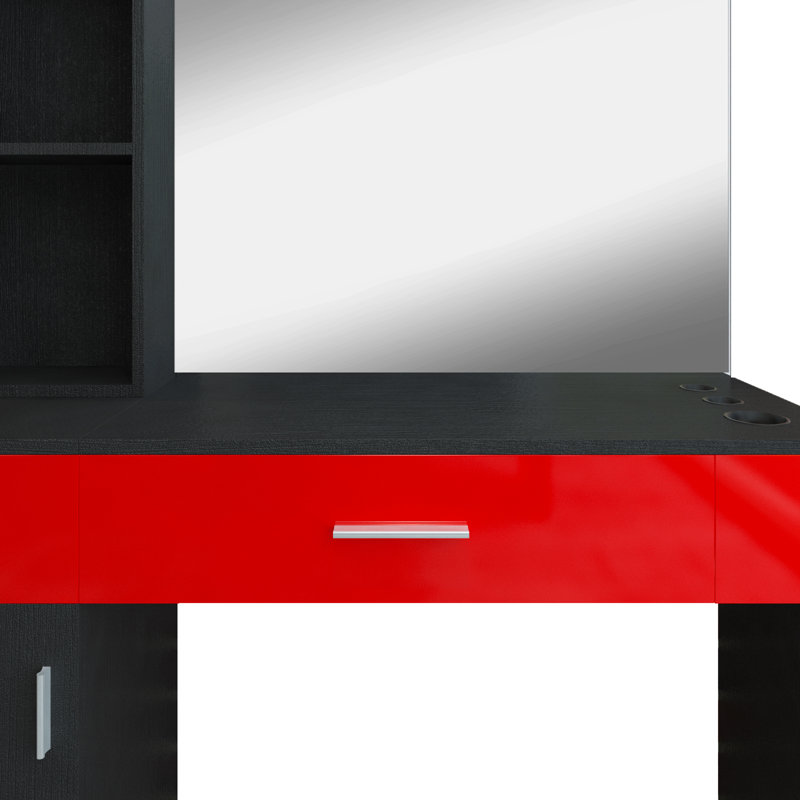 Coiffeuse avec miroir Aketzali, Noir / rouge