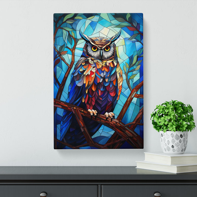 Owl Cubism No.2 - No Frame Print, 60cm H x 40cm W x 3cm D
