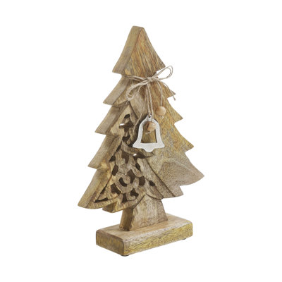 Ornate Evergreen Natural Wooden Tree 11.75x8x2.5