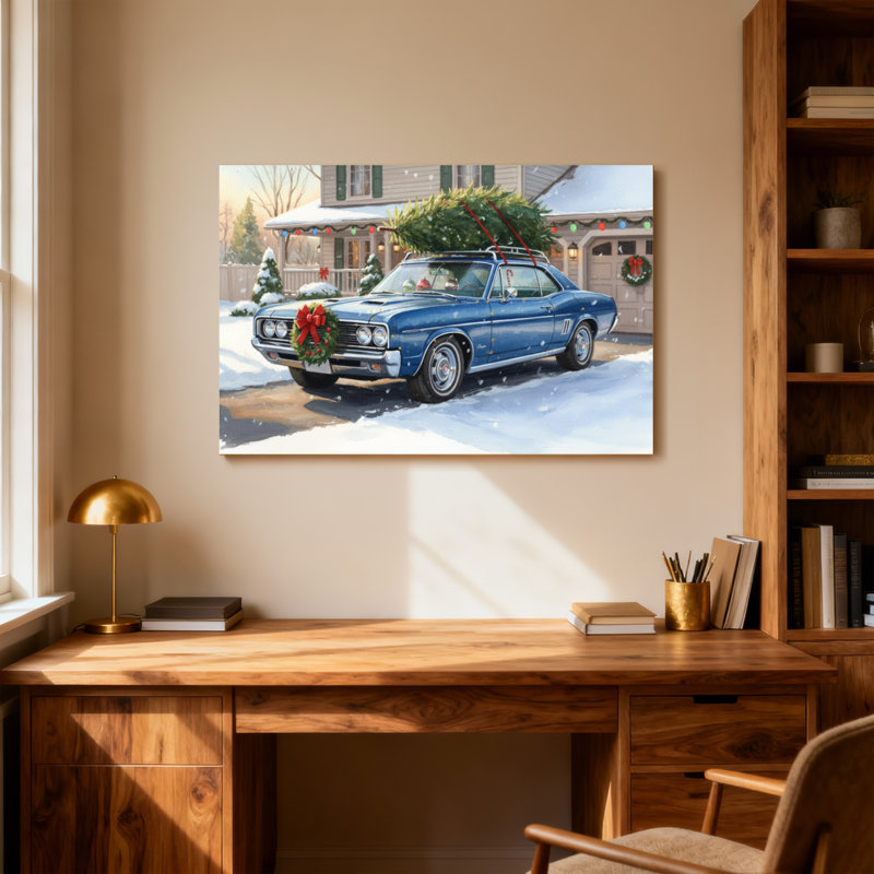 Arbre de Noël voiture bleue