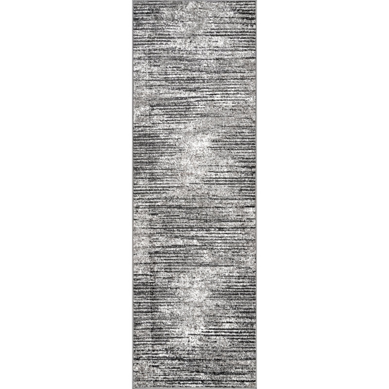 Khadijah Striped Light Gray Area Rug, Runner 2'6" x 8'
