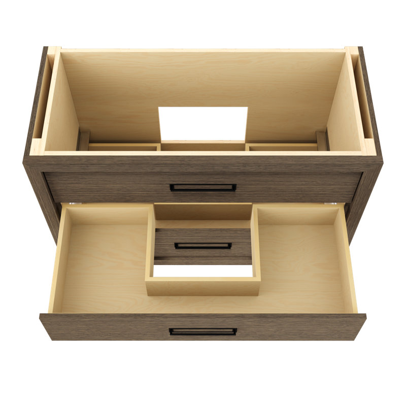 Avalon Three-Drawer Single Bath Vanity, Smoked Modern, 48", Matte Black