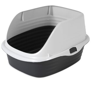 HANAMYA Extra Large Polypropylene Plastic Cat Litter Box with Scoop in White