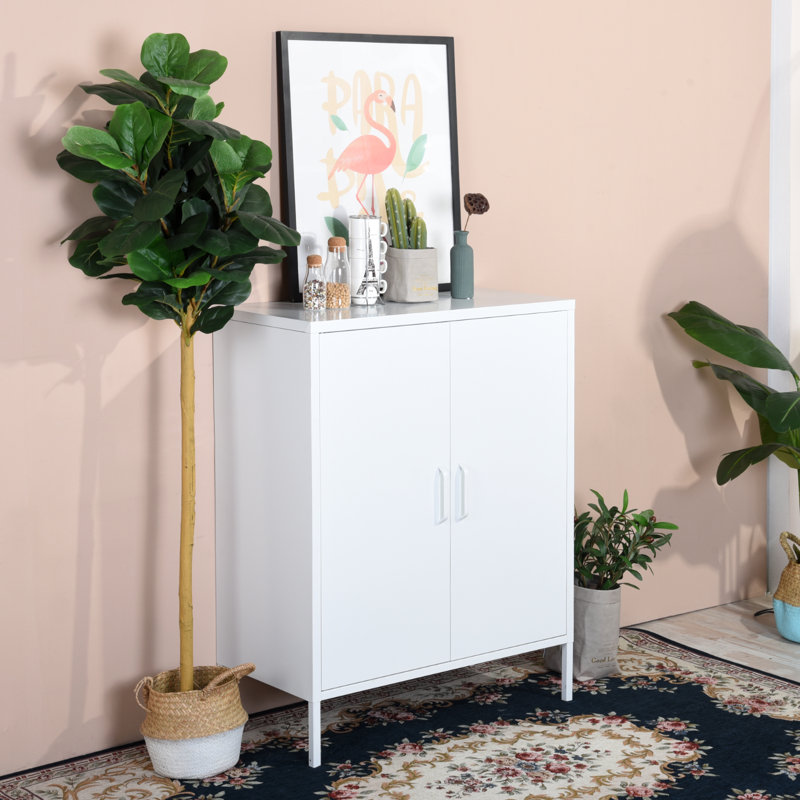 Akers 2 -Door 3 -Shelf, White