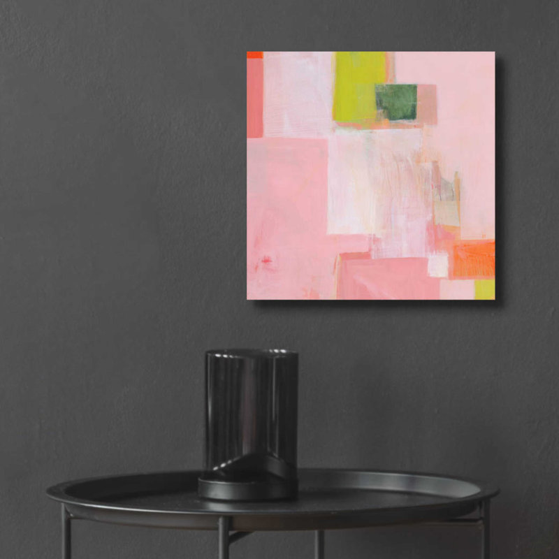 "Carrés roses" par Melissa Donoho, H 12 po x l 12 po x P 0,13 po