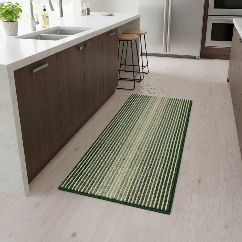 Chenille Non-Slip Bath Mat, Sage/Cream