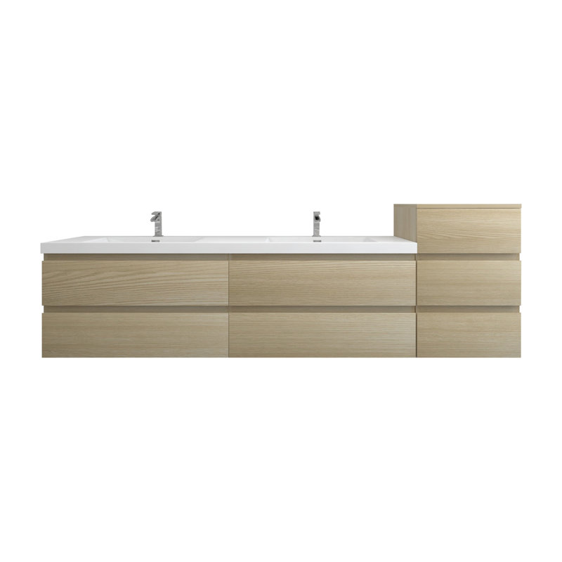 Moreno Bailey 91'' Double Bathroom Vanity with Acrylic Top, White Oak