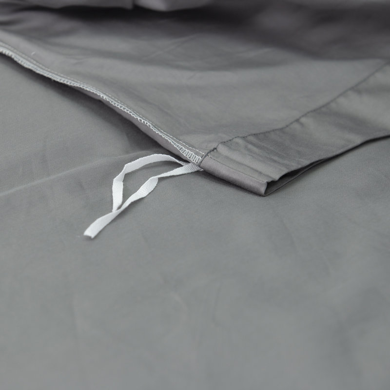  Ensemble de housse de couette en satin de coton 400 fils Long Staple, Gris foncé
