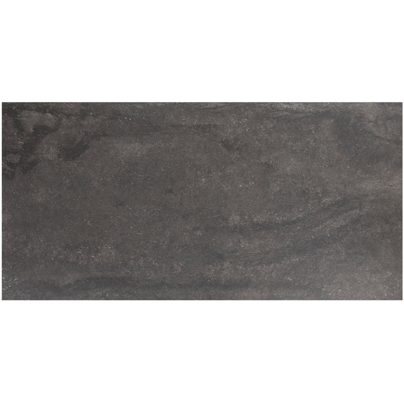 Mesa 23.62" x 47.24" Matte Limestone Look Porcelain Floor and Wall Tile (15.49 Sq. Ft./Case), Black