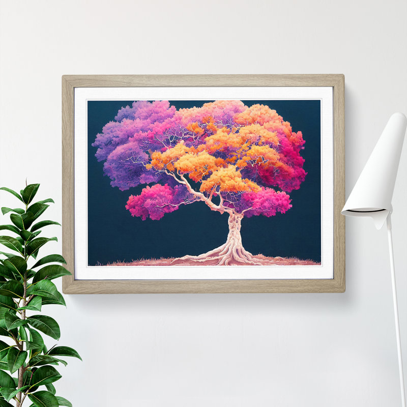 Dazzling Blossom Tree 1 Piece Single Picture Frame Wall Art, 25cm H x 34cm W x 2cm D, Oak Framed
