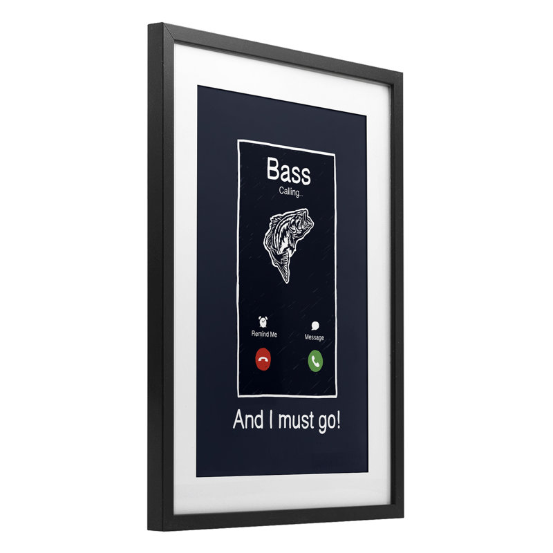 «Bass Is Calling Must Go», impression sous verre encadrée, conception de Jedco Brands, Inc., H 20 po x l 14 po