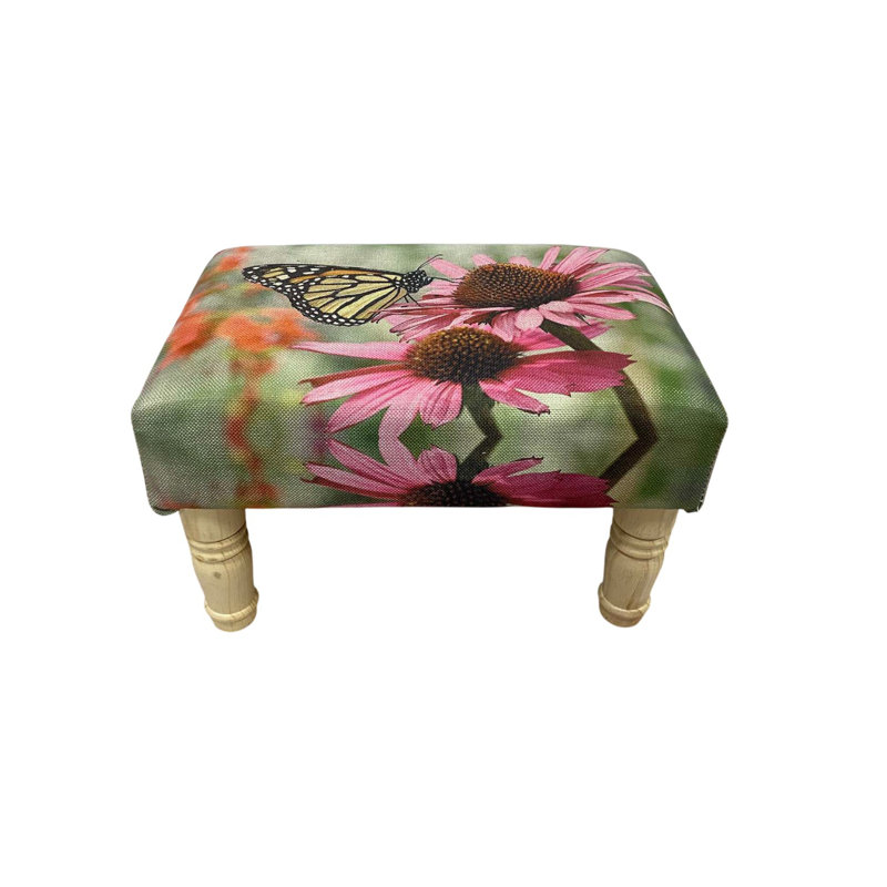 Modern Aahaan 40cm Wide Rectangle Linen Storage Footstool Ottoman - Animal Print Upholstered Seat with Hardwood Legs for Home