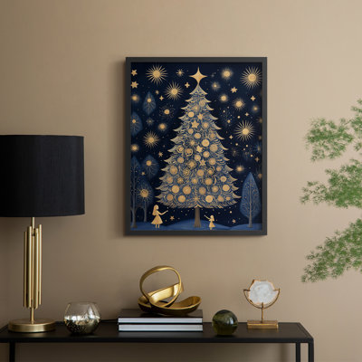 «Christmas Holiday Art DCXLIV», reproduction d'art encadrée - bois massif
