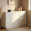 Buffet blanc moderne, armoire de rangement de 55,1 po de largeur avec 2 portes et 3 tiroirs, salle à manger et salon polyvalents