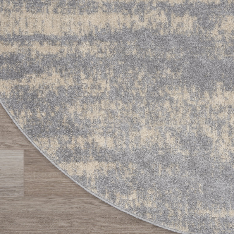 Tapis intérieur / extérieur gris Nourison Essentials, Rond 4 pi