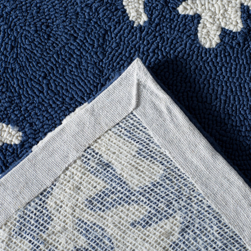 Tapis crocheté à la main bleu marine Cline, Rectangle 8 pi x 10 pi
