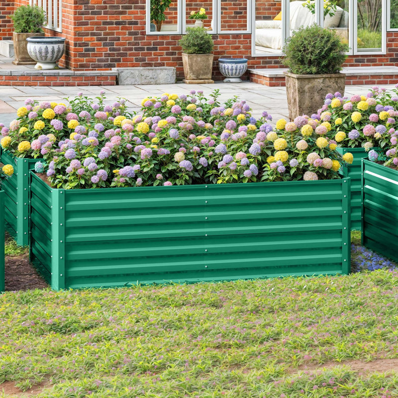 Metal Raised Garden Bed, 54cm H x 180cm W x 90cm D, Green