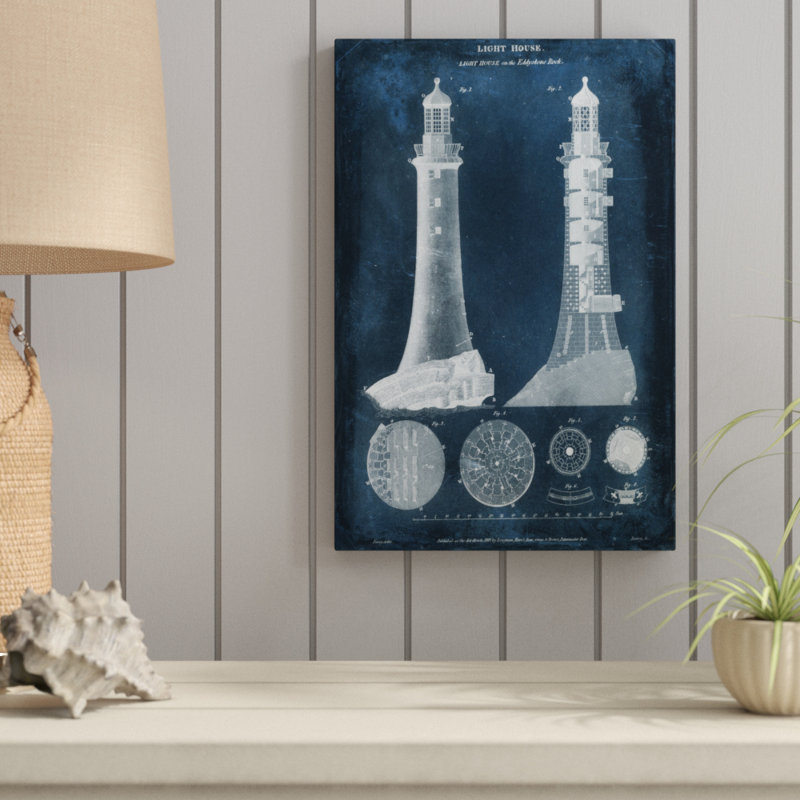 'Lighthouse Blueprint' - Graphic Art Print, Wrapped Canvas, 46cm H x 30cm W