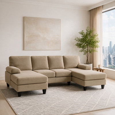 Canapé en forme de U rembourré nubby, conception de chaise double confortable avec accoudoirs rembourrés