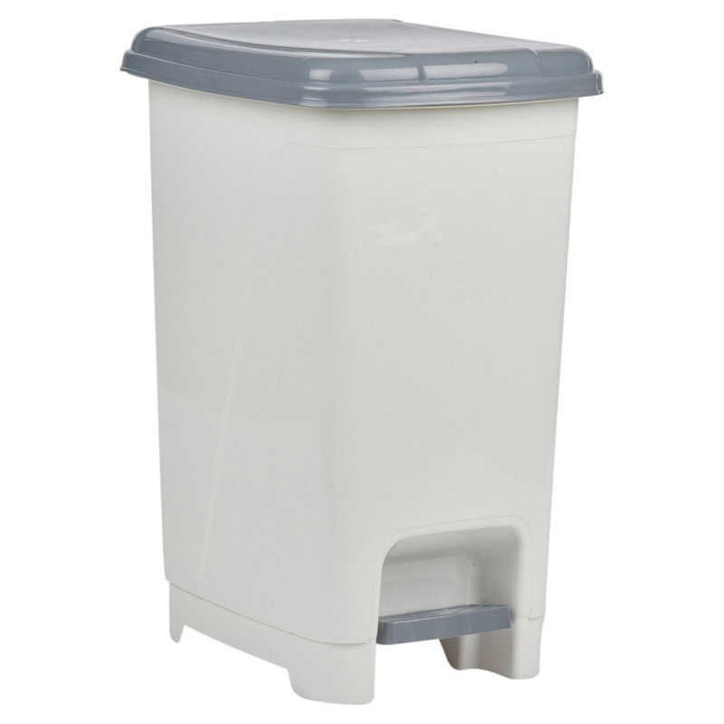 Esmerelda Plastic Pedal Lid Pedal Bin - 15.45L, Light Grey/Beige