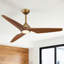 Ventilateur de plafond 52 po à intensité variable en bois massif avec lumières DEL et télécommande