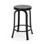 Tabouret de comptoir 2 pièces - industriel moderne, couleur noire, structure en fer, hauteur de siège de 24,25 po, fonction pivotante, tabourets industriels en faux bois avec placage de frêne noir, + métal, pivotant,