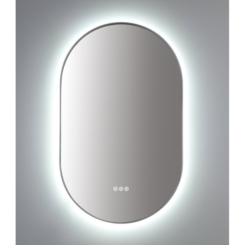Shell LED Mirror, White, Oval, 35.43" x 21.65"