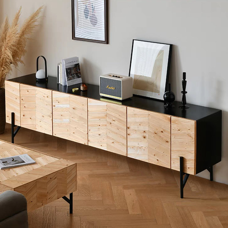 Meuble télé en bois massif Wabi-sabi, 86.61"