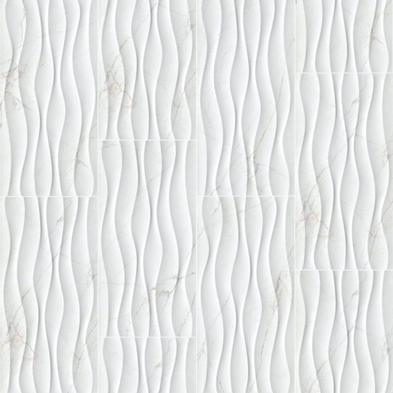 Linea 12 in. x 24 in. Glossy Ceramic Wall Tile, Venatino Blanca