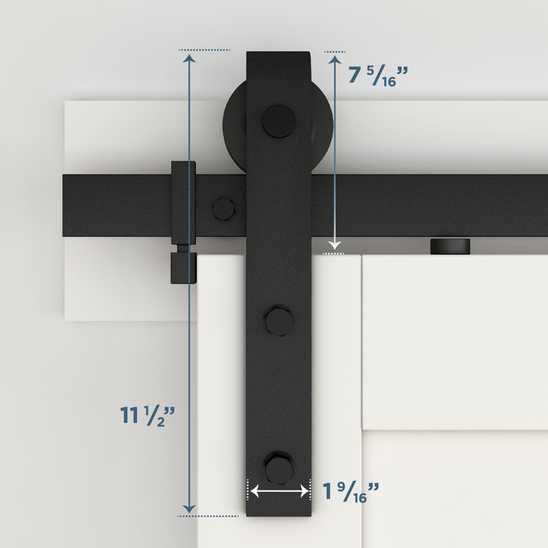 96" Matte Black Steel Barn Door Hanger Kit