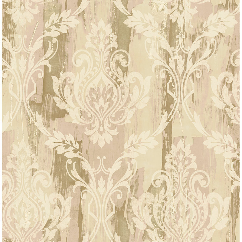  Papier peint damassé non empâté Kemper Design, Sand & Metallic Rose Gold