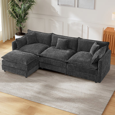 Canapé rembourré 112,2 po en chenille avec canapé-lit confortable