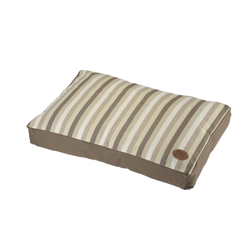 Striped Polyester Pet Bed, 12cm H x 75cm W x 120cm D, Brown